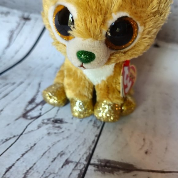 Ty Beanie Boos Glitzy the Christmas Reindeer 6 Inch with Heart Tag new - Picture 2 of 6